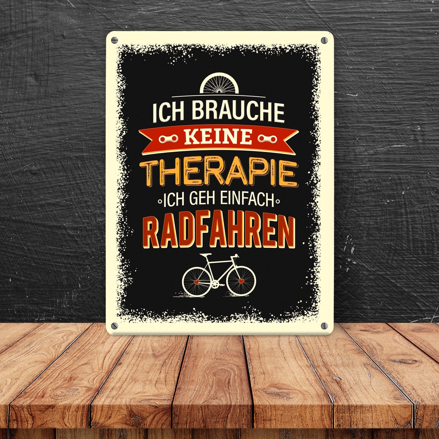 Ich brauche keine Therapie ich gehe Radfahren Metallschild