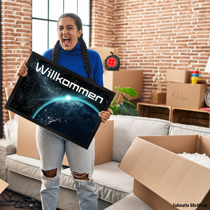 Willkommen im Weltall Fußmatte XL in 40x60 cm mit Weltraummotiv