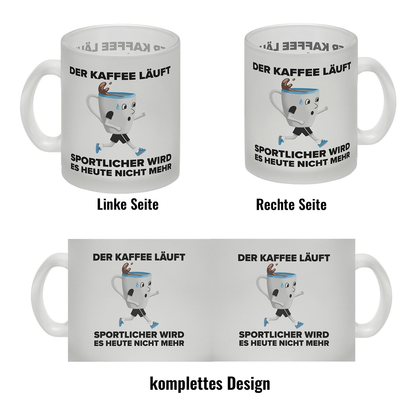 Der Kaffee läuft - sportlicher wird es nicht mehr - Sportmuffel Glas Tasse