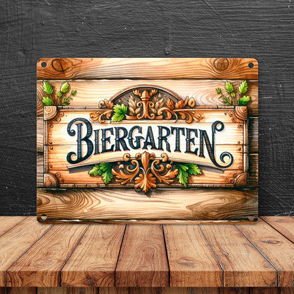 Biergarten Metallschild in 15x20 cm