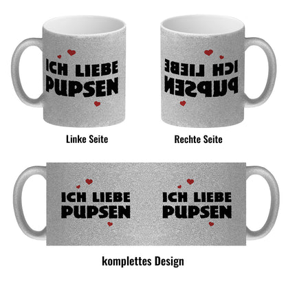 Ich liebe pupsen Glitzer-Glitzer-Kaffeebecher