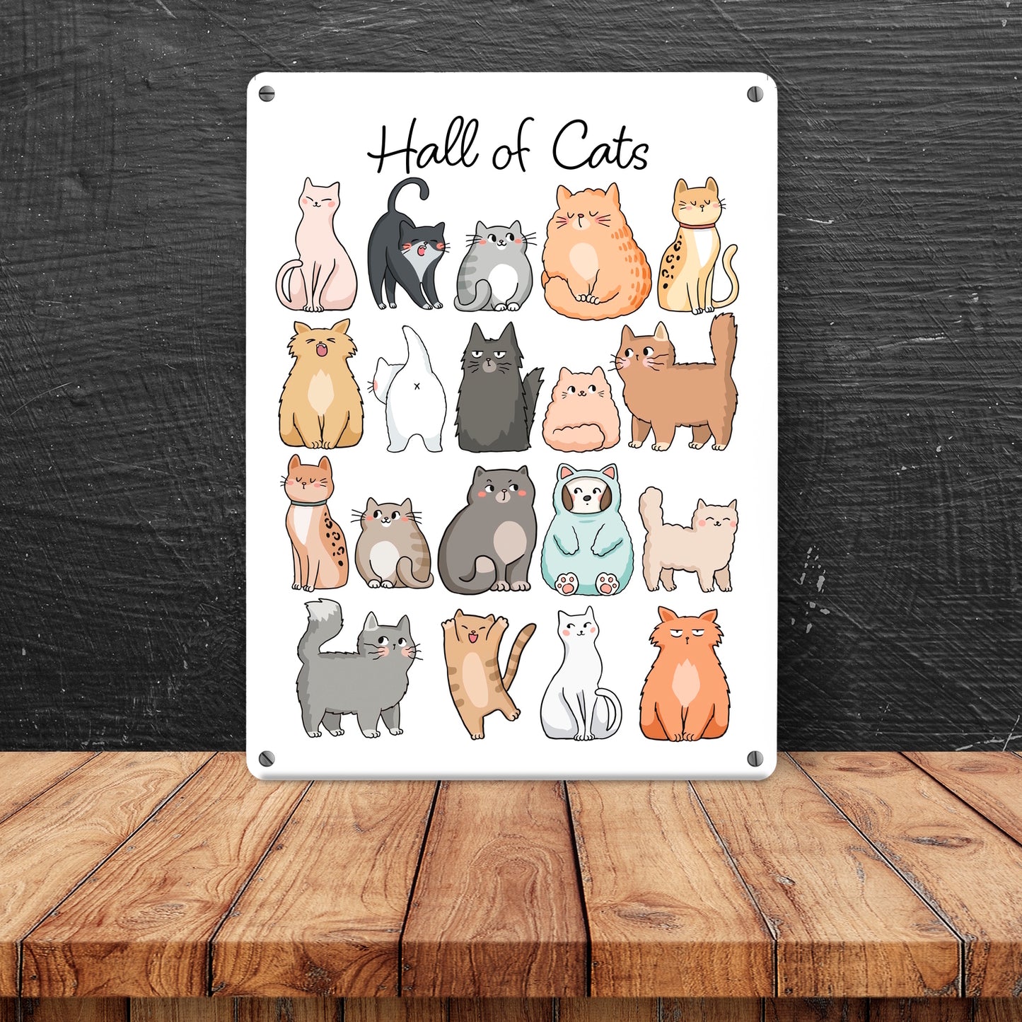 Hall of Cats Katzen Metallschild XL in 21x28 cm