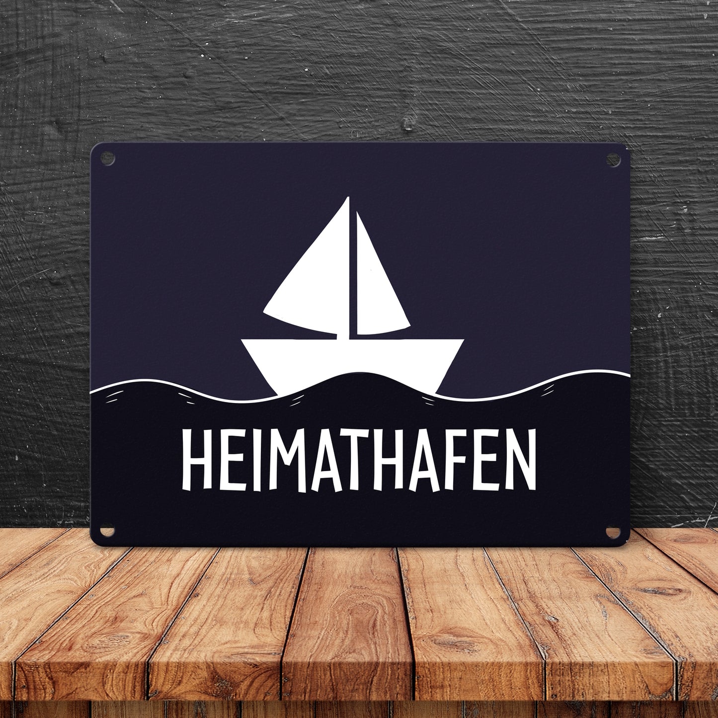 Heimathafen Metallschild mit Segelschiff