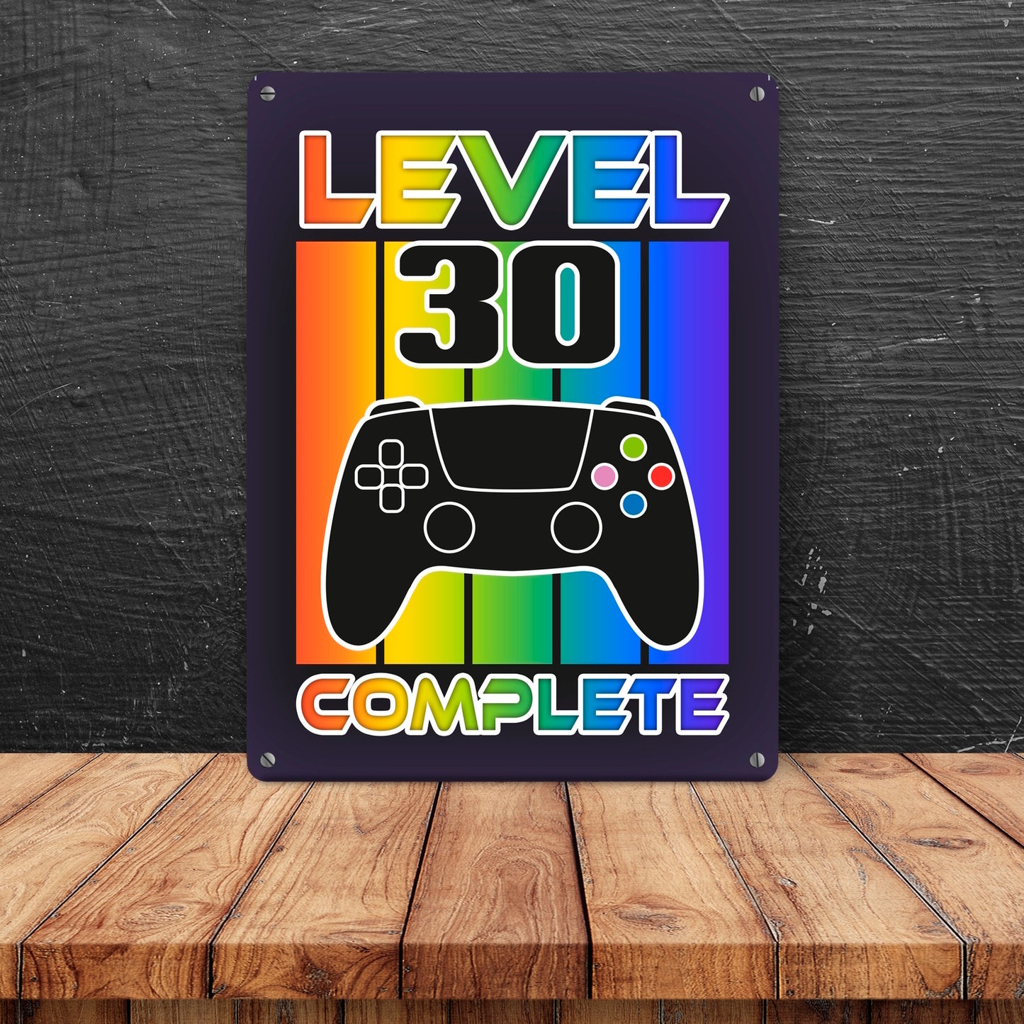 30. Geburtstag Gamer Metallschild in 15x20 cm mit Spruch Level 30 complete