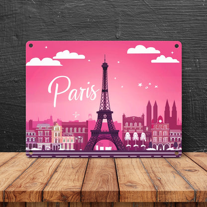 Paris Skyline Metallschild in 15x20 cm