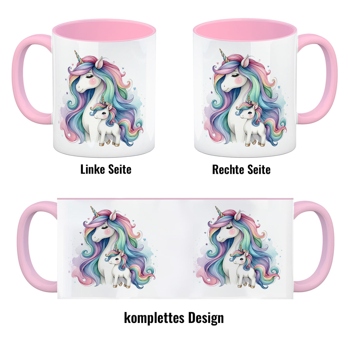 Einhorn-Mama mit Kind Kaffeebecher in rosa