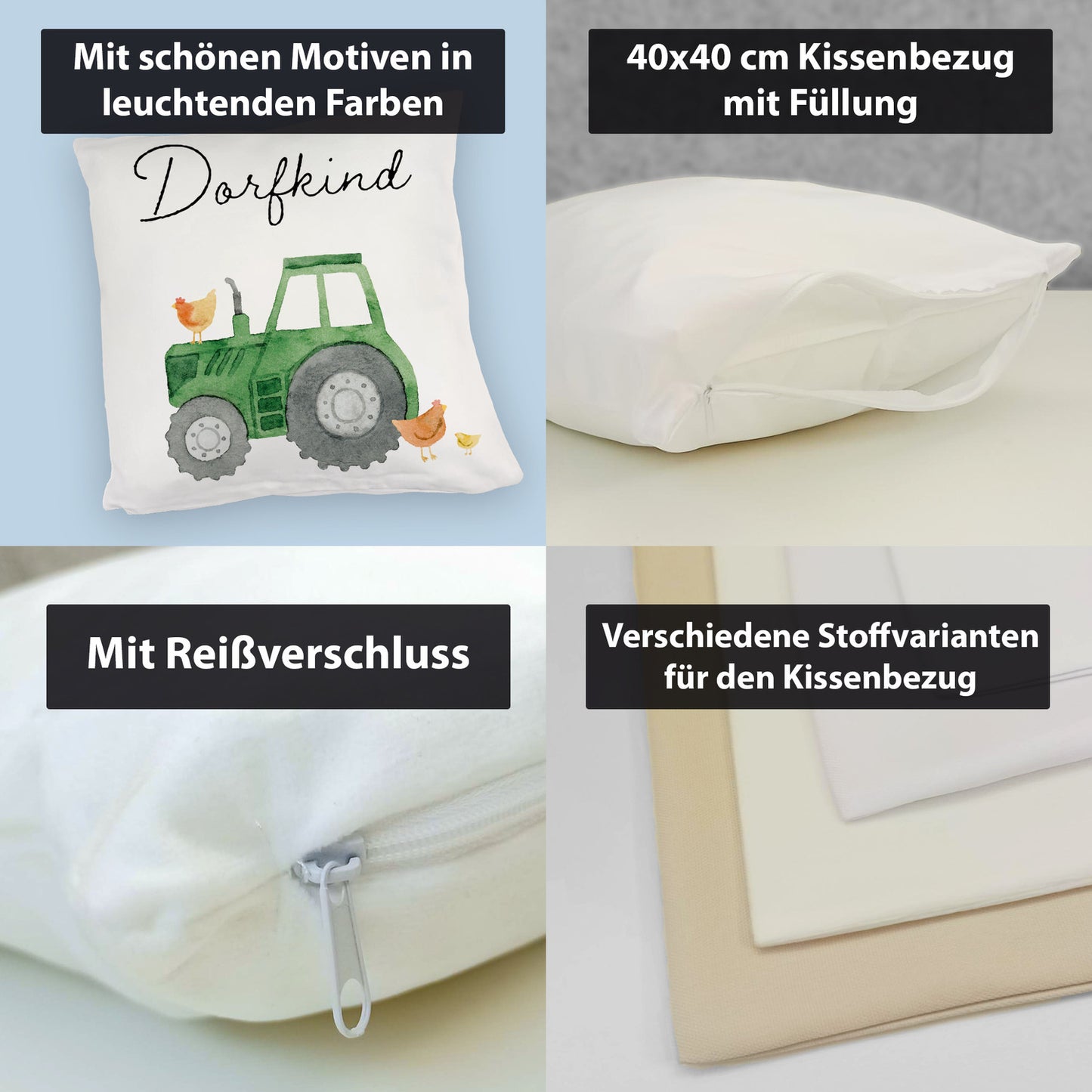 Dorfkind grüner Traktor Kuschelkissen