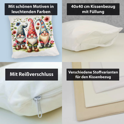 Drei lustige Gartenzwerge Kuschelkissen