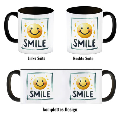 Smile Emoticon Kaffeebecher in schwarz