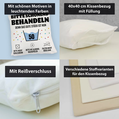 Bitte schonend behandeln - 50. Geburtstag Kuschelkissen