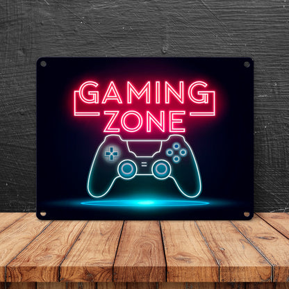 Gaming Zone Controller Fußmatte in Metallschild in 15x20 cm