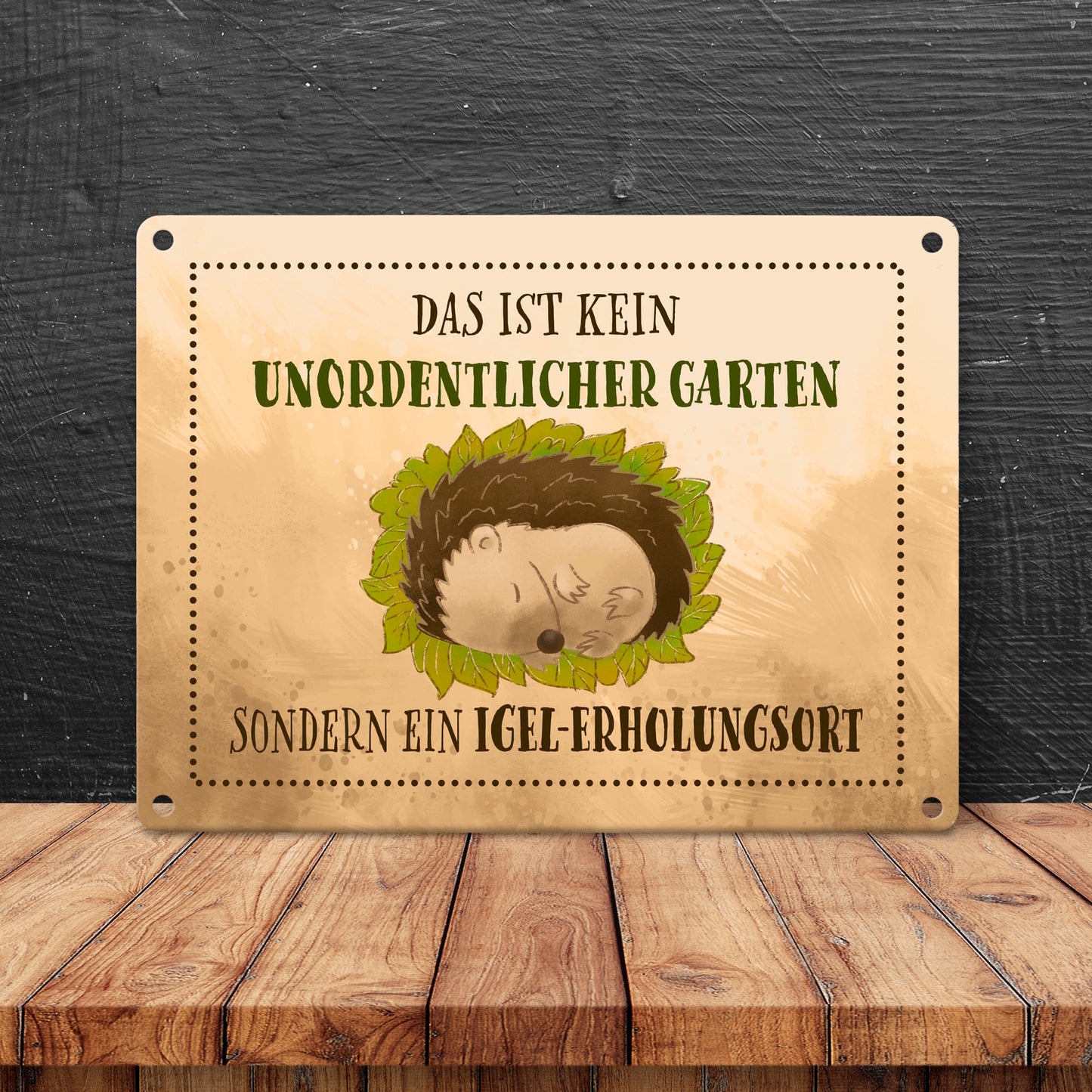 Das ist kein unordentlicher Garten sondern ein Igel-Erholungsort Metallschild in 15x20 cm