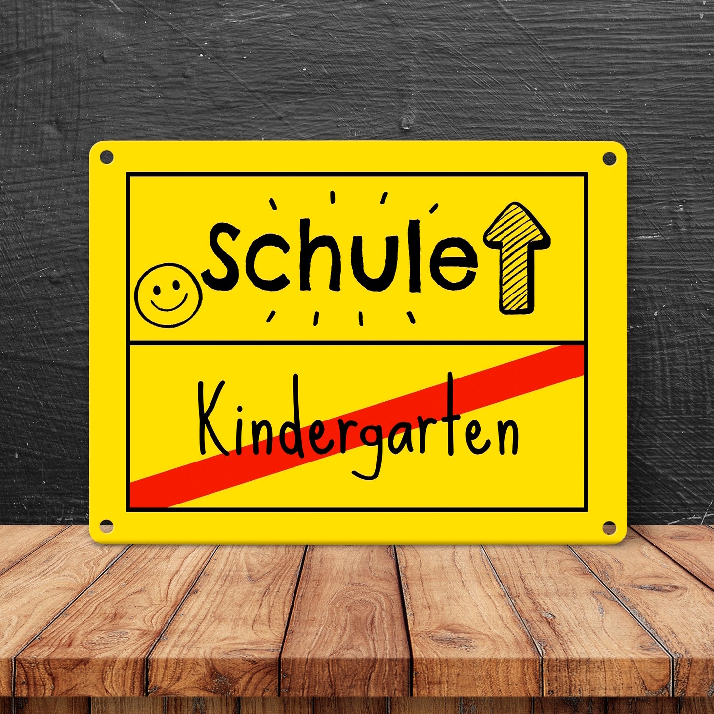 Zur Einschulung Metallschild in 15x20 cm mit Spruch Schule - Kindergarten