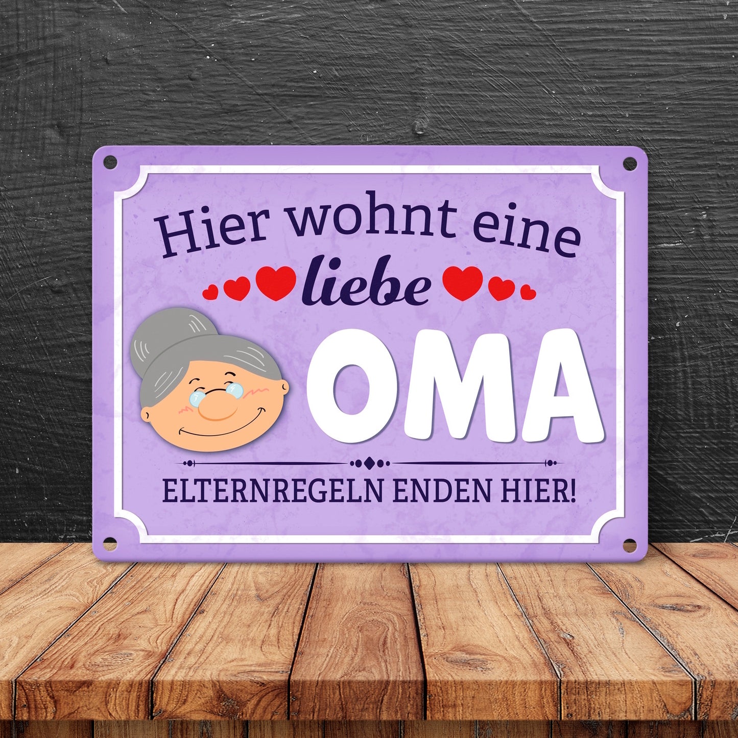 Hier wohnt eine liebe Oma Metallschild in 15x20 cm