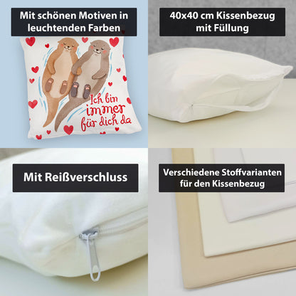 Verliebtes Otter Paar Kuschelkissen mit Spruch Ich bin immer für dich da