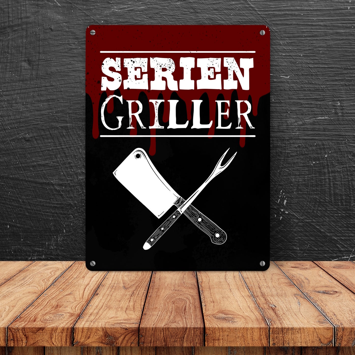 Seriengriller Metallschild in 15x20 cm für den Grill als Gartendeko