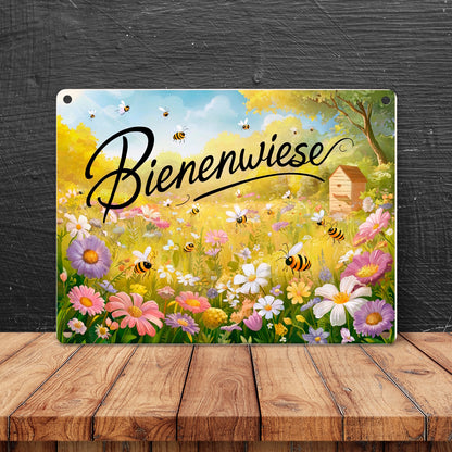 Bienenwiese Metallschild in 15x20 cm