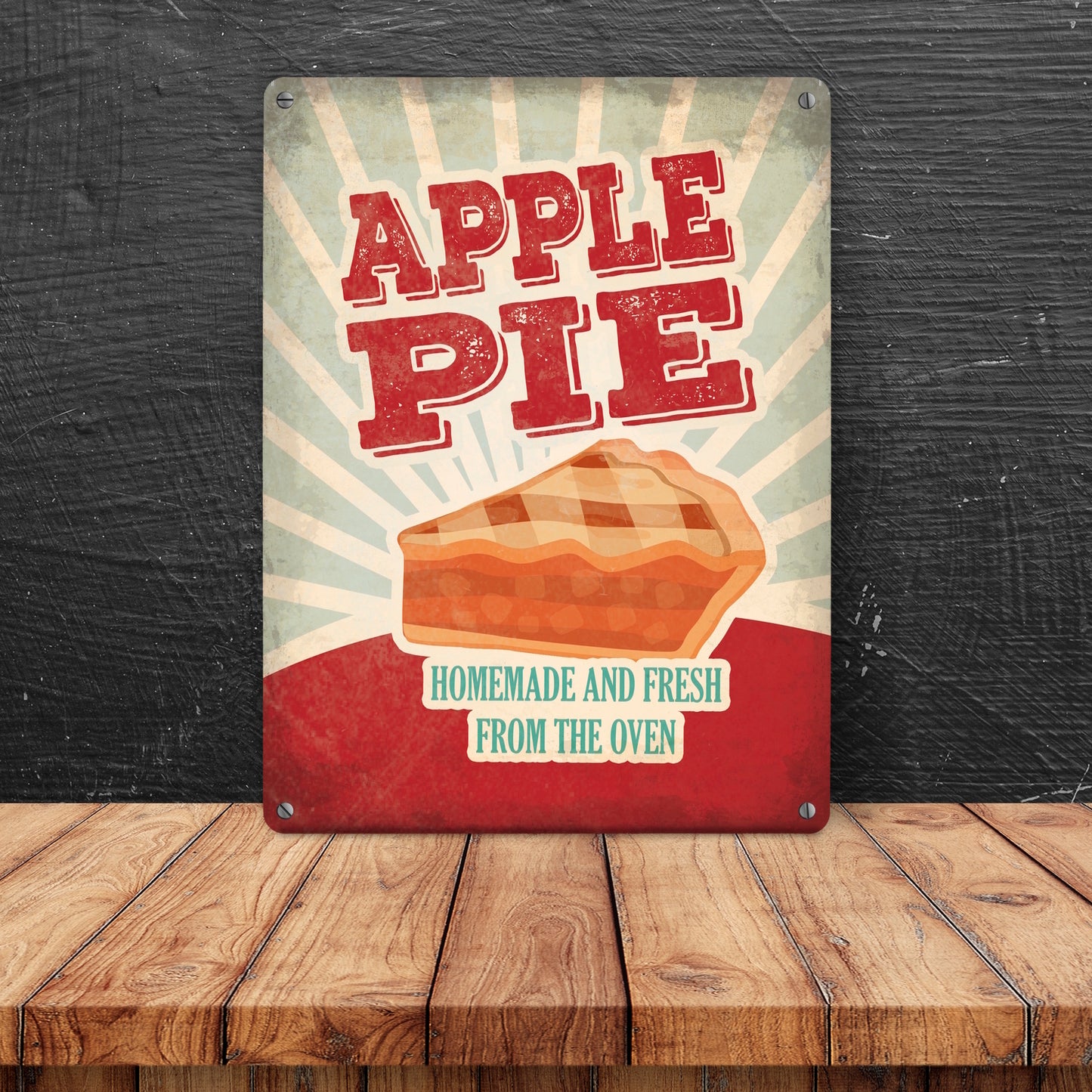 Metallschild mit American Diner Classics - Apple Pie Motiv