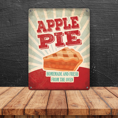 Metallschild mit American Diner Classics - Apple Pie Motiv