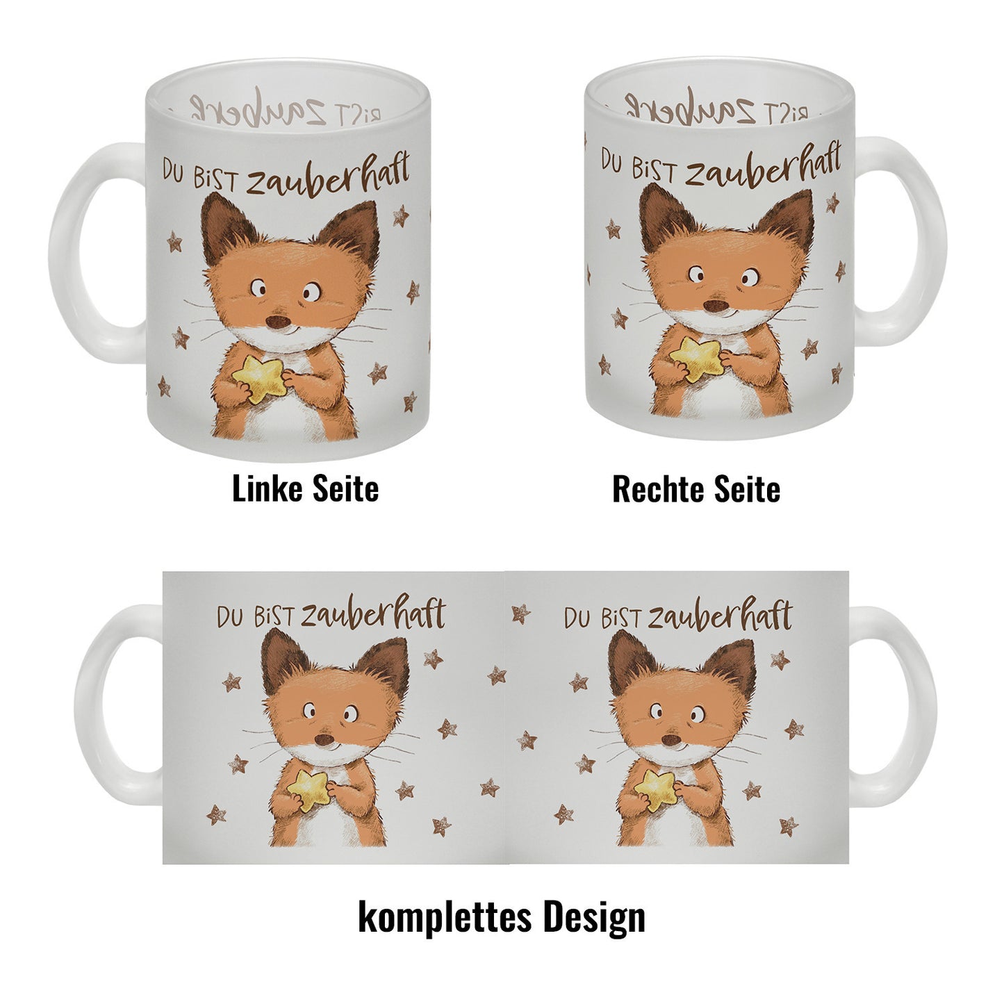 Fuchs Glas Tasse mit Spruch Du bist zauberhaft