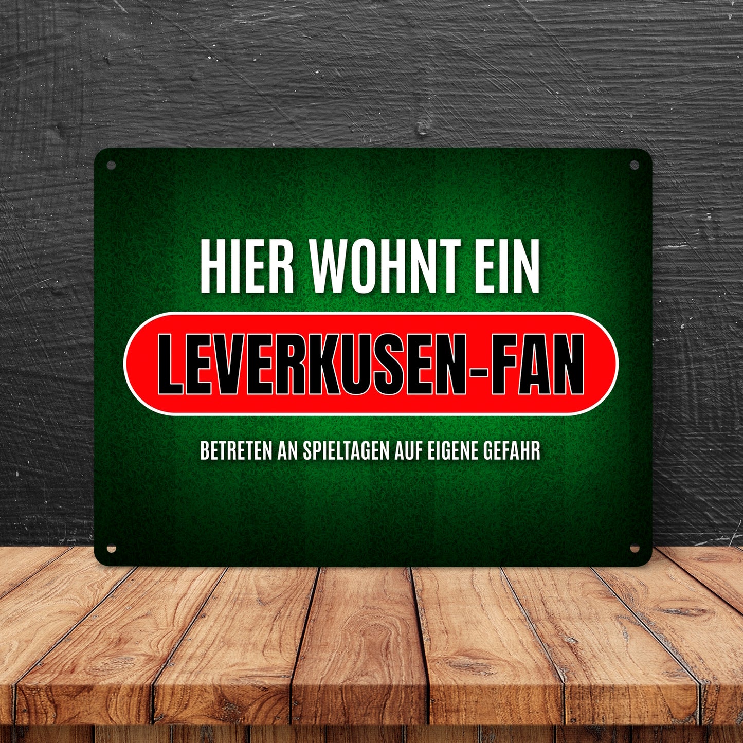 Metallschild XL mit Spruch: Hier wohnt ein Leverkusen-Fan