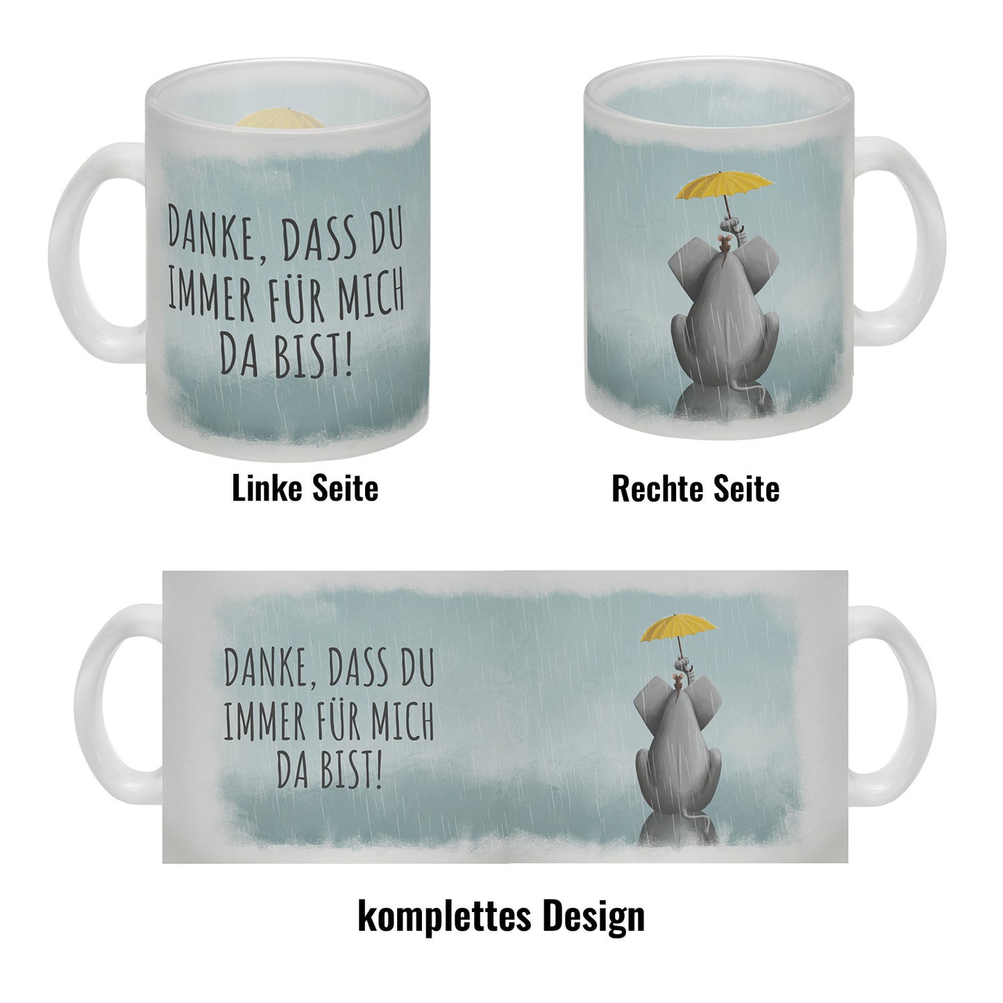 Danke, dass du immer für mich da bist Glas Tasse mit schönem Motiv und Spruch