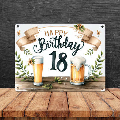 Happy Birthday 18 Bier Metallschild in 15x20 cm