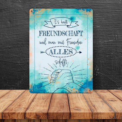 Freundschaft Metallschild in 15x20 cm mit tollem Spruch