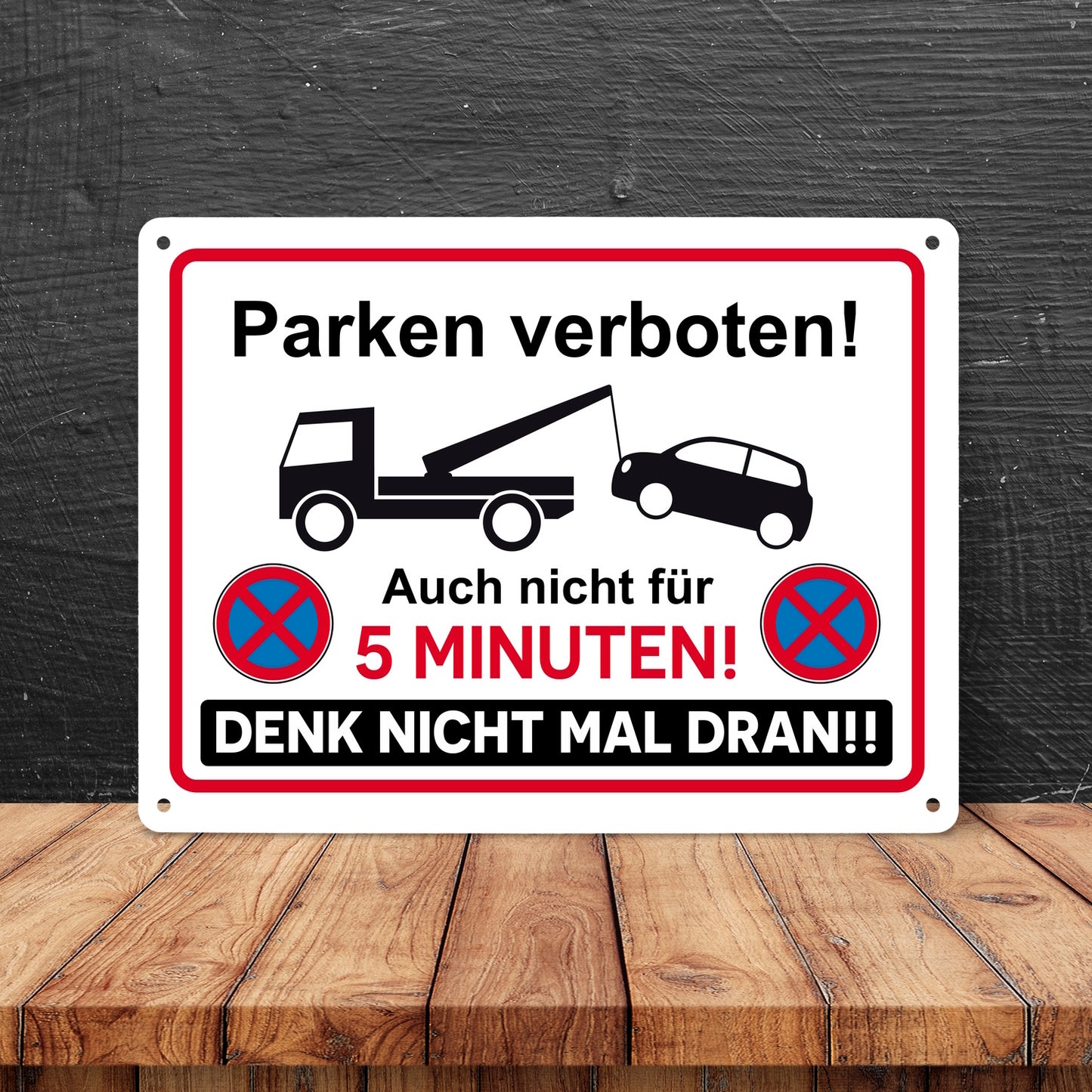 Parken verboten Metallschild XL in 21x28 cm mit lustigem Spruch