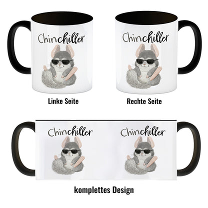 Chinchilla Kaffeebecher in schwarz mit Spruch Chinchiller