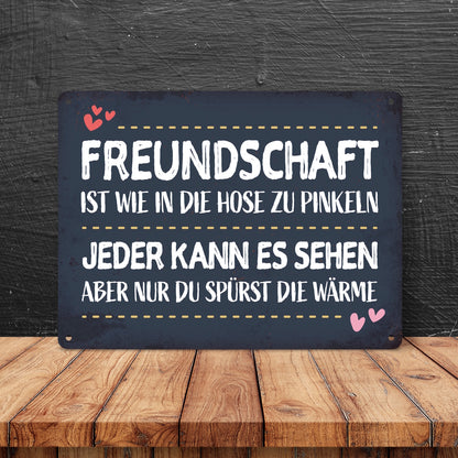 Metallschild XL mit Herz Motiv und Spruch: Freundschaft ist wie in die ...