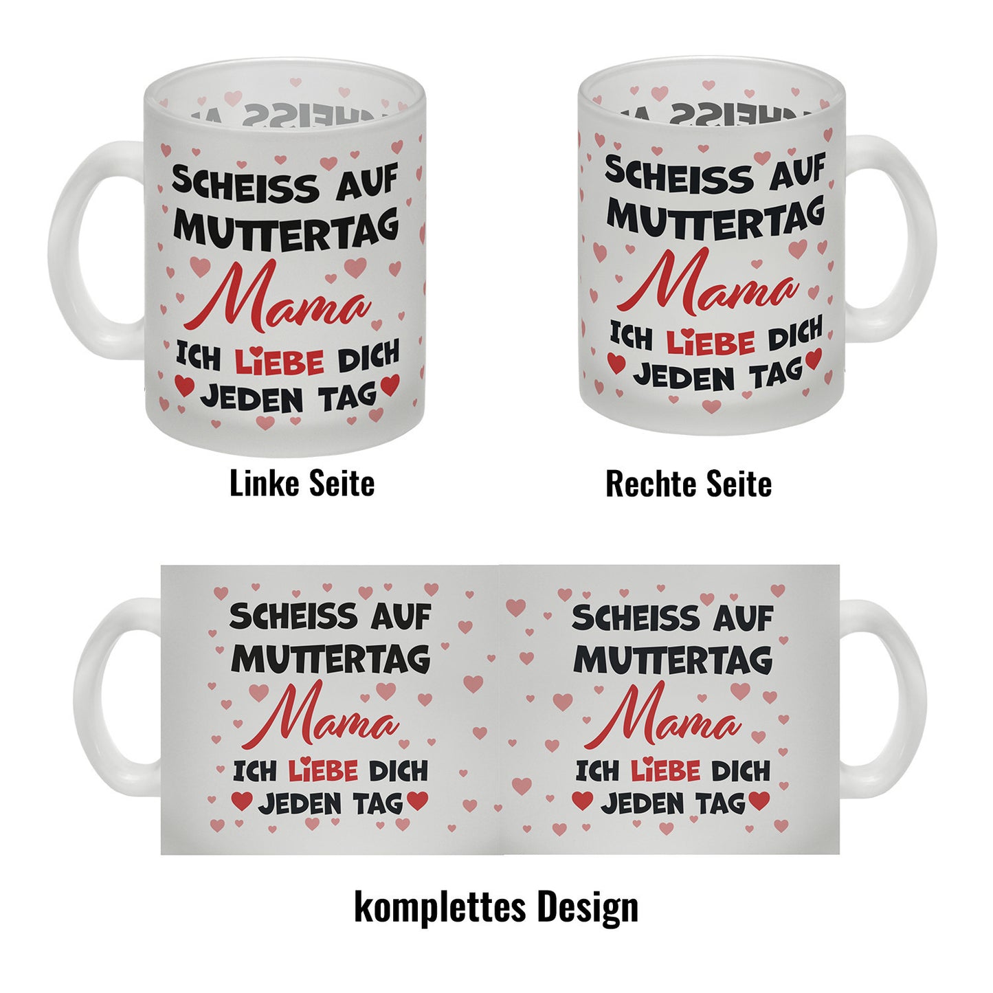 Scheiß auf Muttertag Glas Tasse mit Herzchen-Muster für die beste Mama