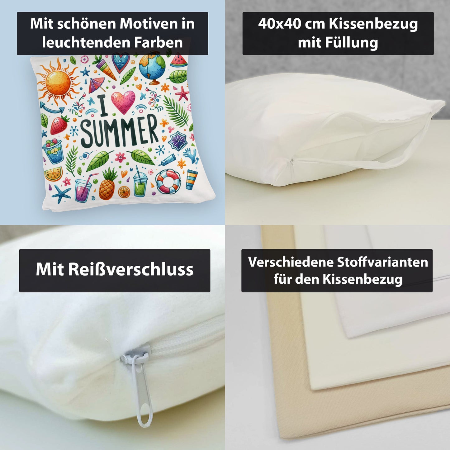 Sommer Kuschelkissen mit Spruch I love summer