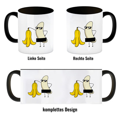 Nackte Banane Kaffeebecher in schwarz