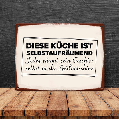 Diese Küche ist selbstaufräumend Metallschild in 15x20 cm für den Haushalt