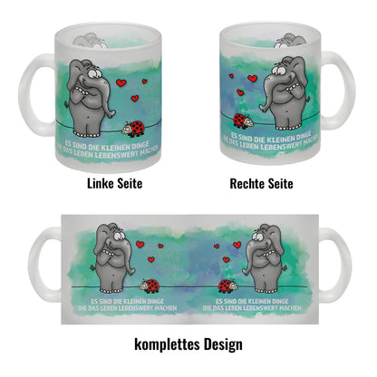 Es sind die kleine Dinge die das Leben lebenswert machen Glas Tasse mit Elefant und Marienkäfer Motiv