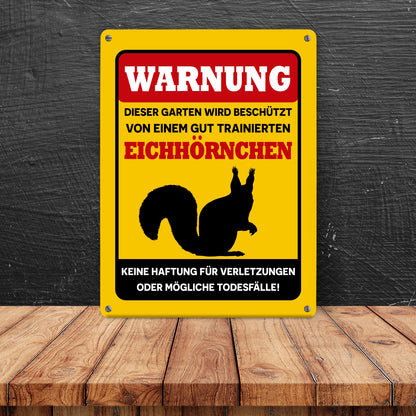 Warnung dieser Garten wird beschützt von einem Eichhörnchen Metallschild in 15x20 cm