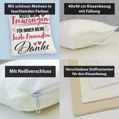 Trauzeugin Kuschelkissen mit Spruch heute Trauzeugin - ewig beste Freundin