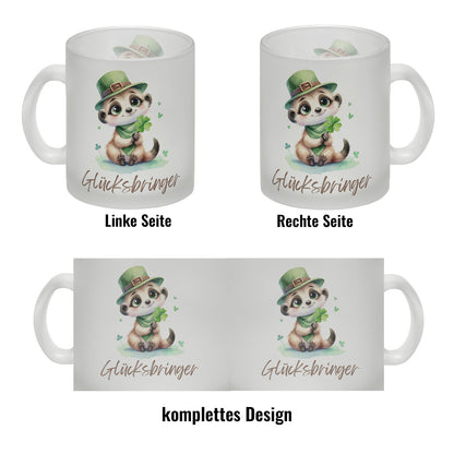 Erdmännchen Glücksbringer Glas Tasse