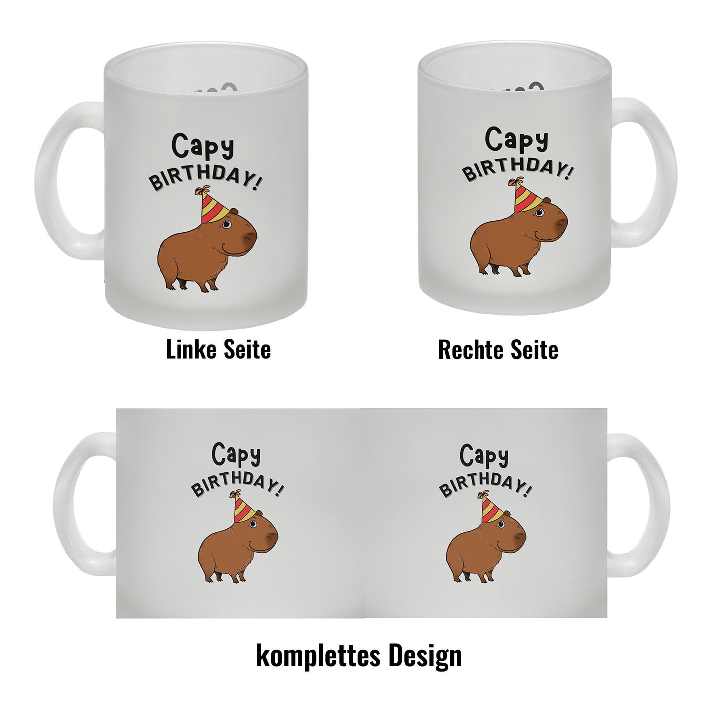 Capy Birthday Glas Tasse mit niedlichem Capybara