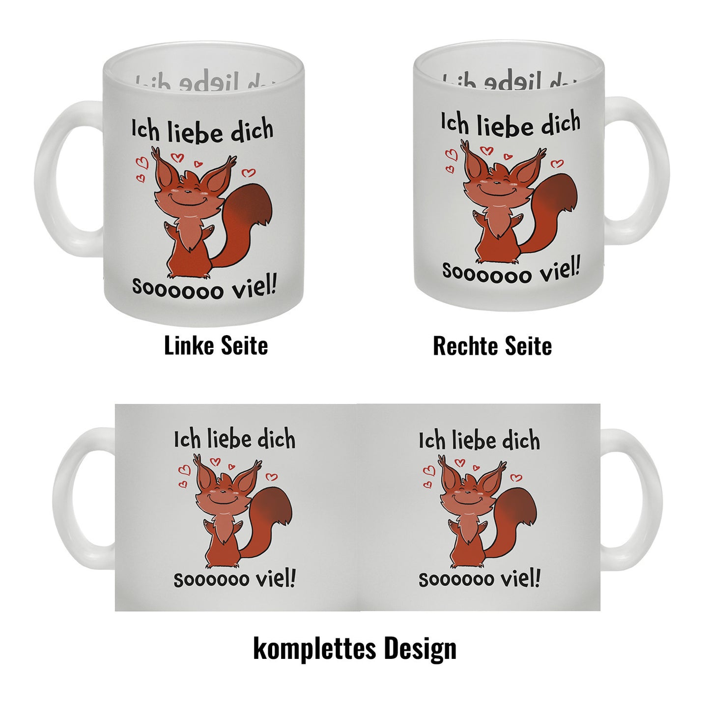 Ich liebe dich soooooo viel Glas Tasse mit niedlichem Eichhörnchen