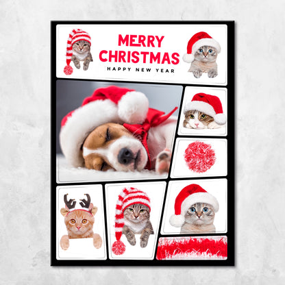 Merry Christmas Hunde und Katzen Magnete im 8er Set