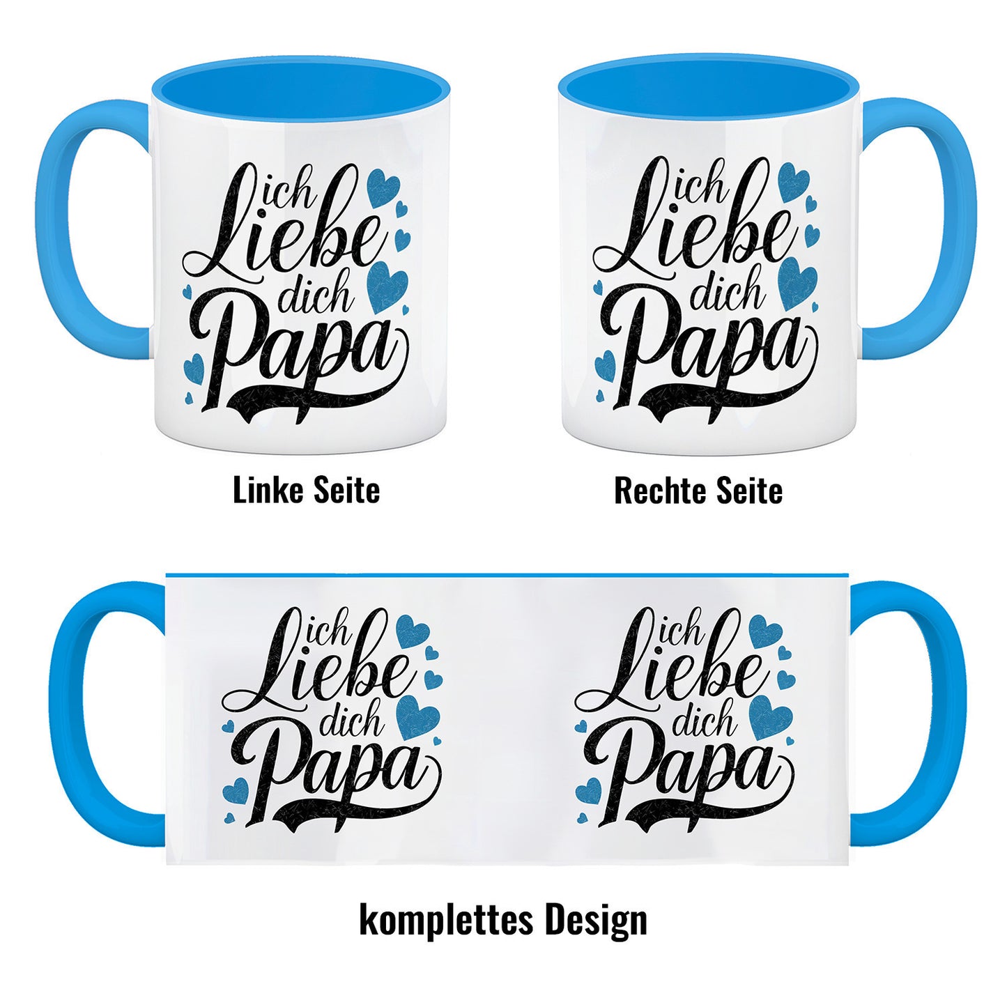 Ich Liebe Dich Papa Kaffeebecher in hellblau