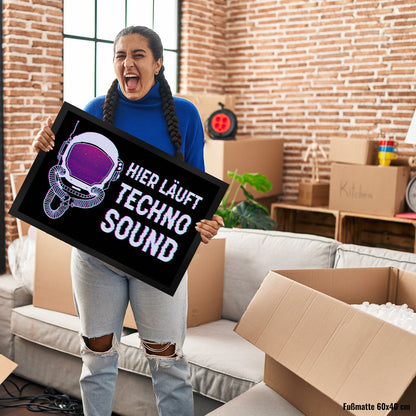 Hier läuft Techno Sound Fußmatte XL in 40x60 cm mit Astronautenhelm für Raver