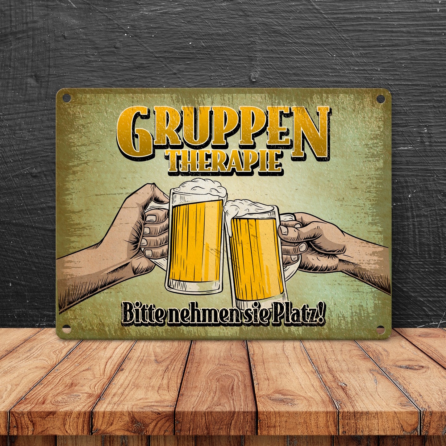 Gruppentherapie Bier Metallschild Retrolook