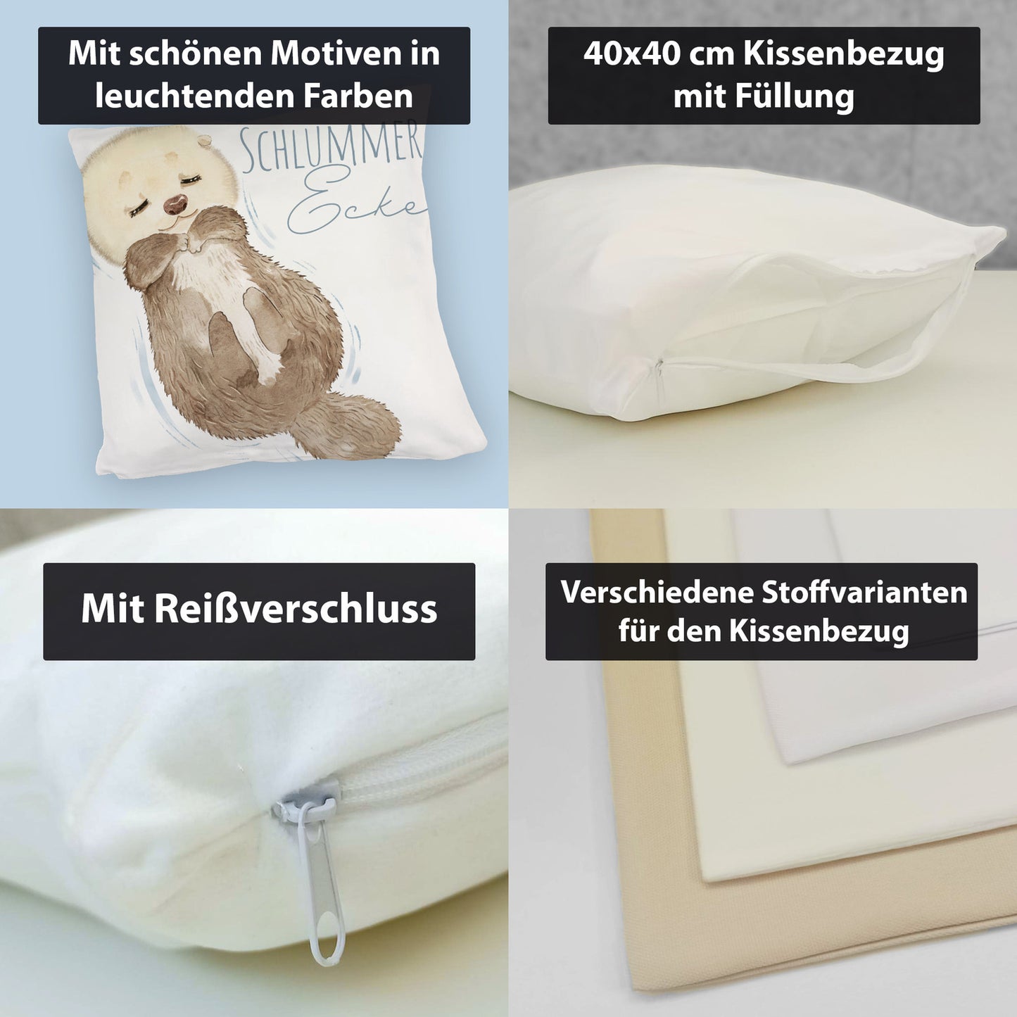 Otter Kuschelkissen mit Spruch Schlummerecke