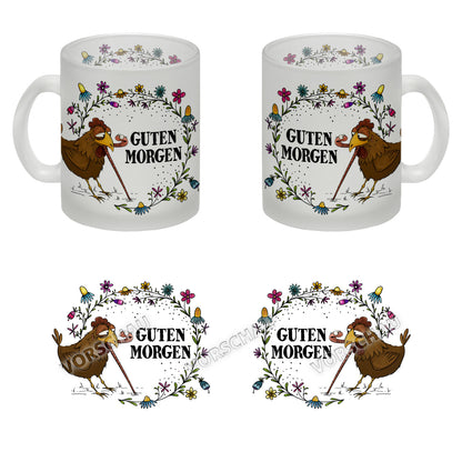 Guten Morgen Glas Tasse mit Huhn Motiv