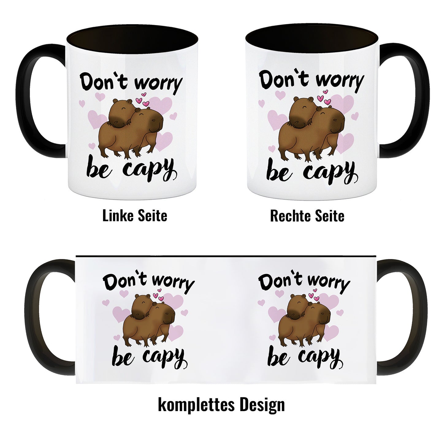 Don’t worry be capy Capybara Kaffeebecher in schwarz