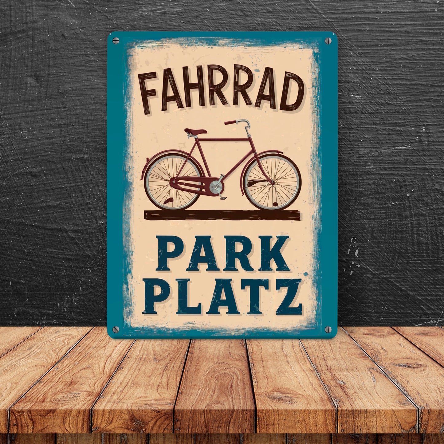 Vintage Fahrrad Parkplatz Metallschild XL in 21x28 cm