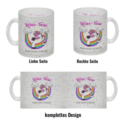 Relax-Tasse Einhorn mit Regenbogen Glas Tasse